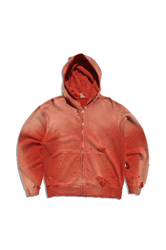 Exclusive Cross Country Zip Hoodie - Distressed Blood Orange Slushie