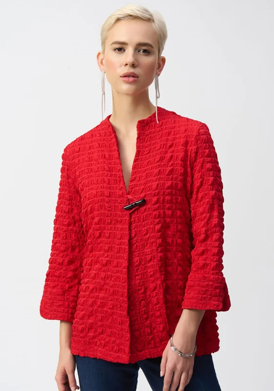 Joseph Ribkoff Bubble Jacquard Trapeze Jacket, Red