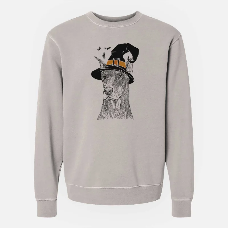 loose fit athletic hoodieWitch RJ the Doberman Pinscher - Unisex Pigment Dyed Crew Sweatshirt