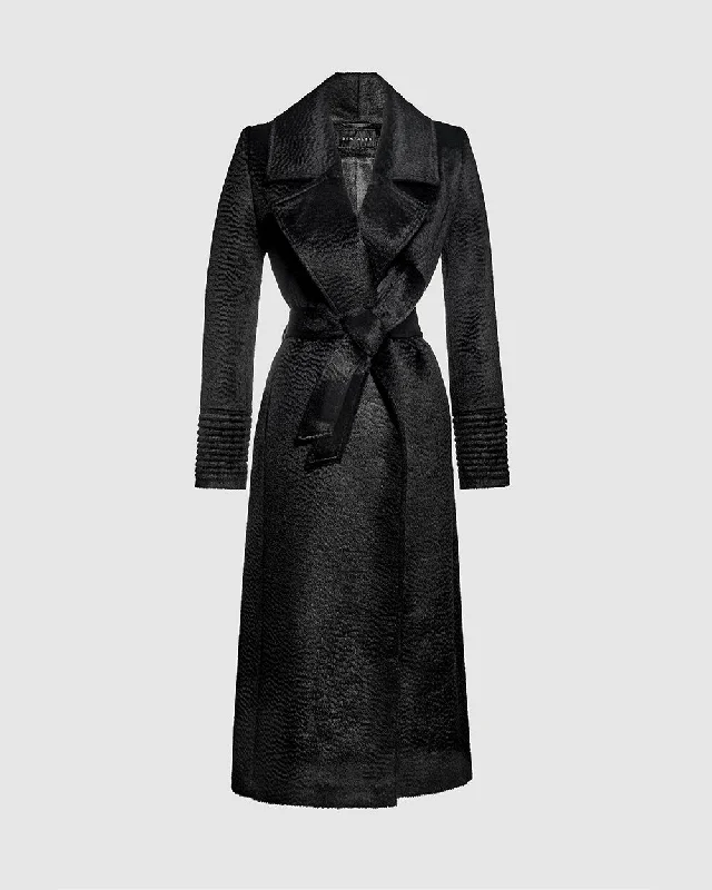 Suri Alpaca Long Notched Collar Wrap Coat