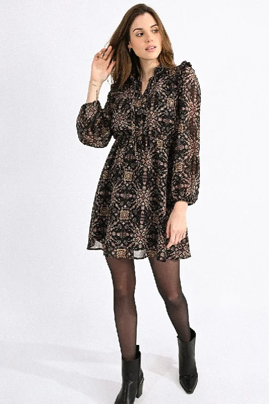 Molly Bracken Printed Dress With Puff Sleeves.