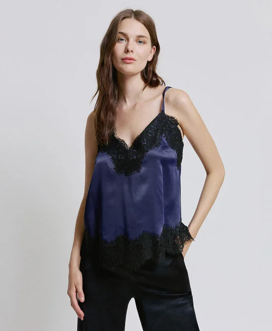 Access Fashion Navy/Black Satin Lace Camisole