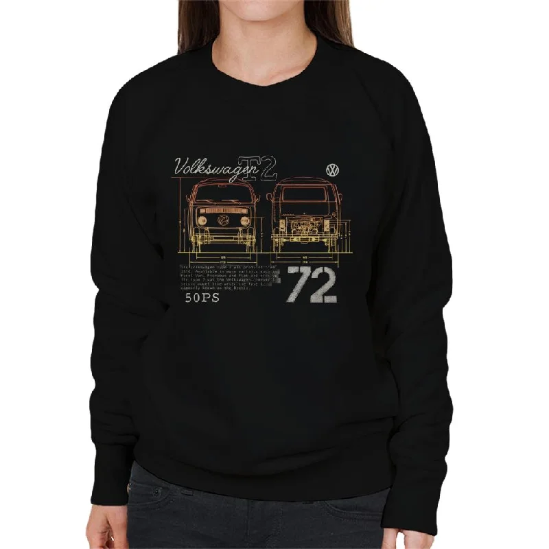 sleek gym hoodieVolkswagen T2 Mini Van Blueprint Women's Sweatshirt