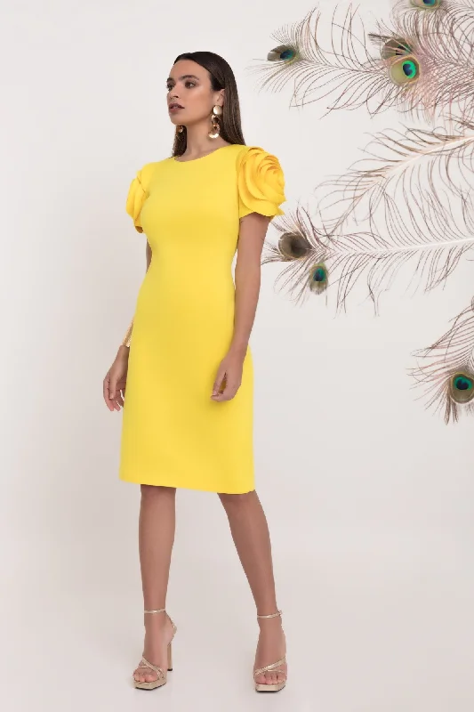 Matilde Cano Yellow Flores Manga Dress