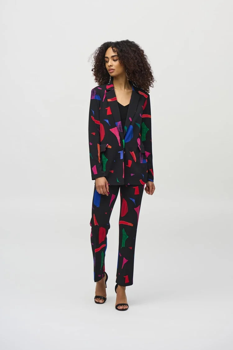 Joseph Ribkoff Silky Knit Abstract Print Blazer