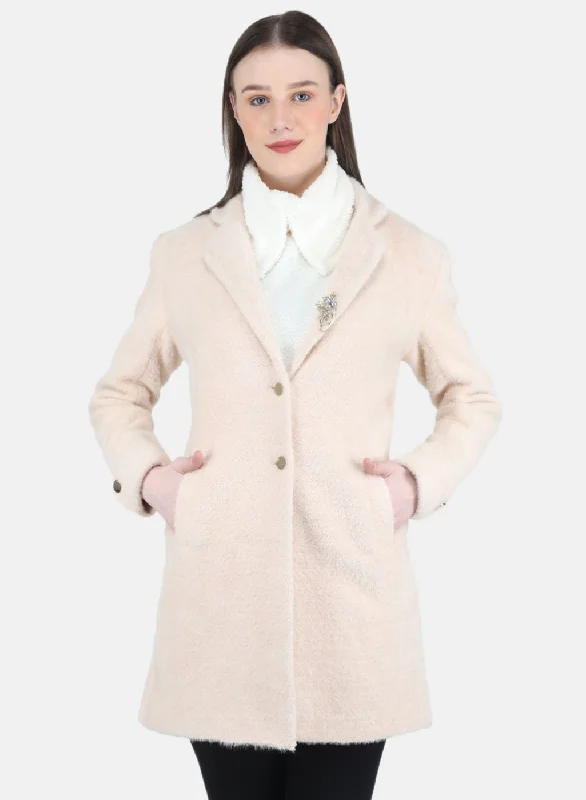 Women Beige Solid Coat