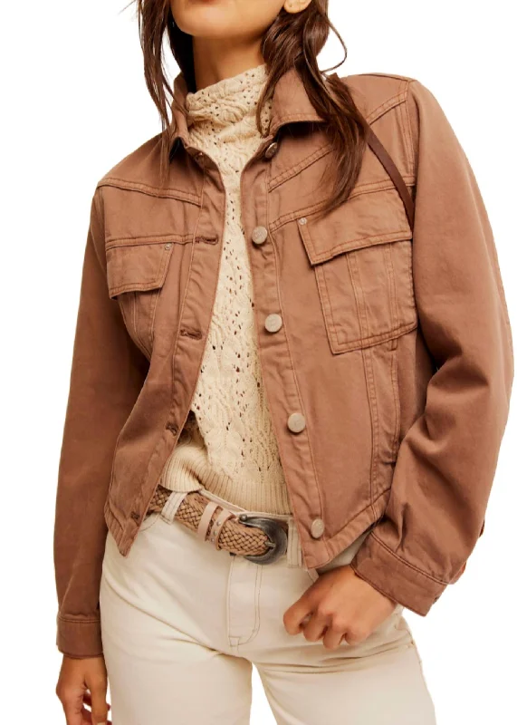 Jade Denim Jacket In Chocolate Mousse