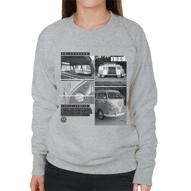 performance gym sweatshirtVolkswagen Type 2 Montage Of 1967 Campervan Women's Sweatshirt