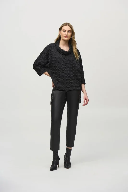 Joseph Ribkoff Black Woven Jacquard Boxy Top