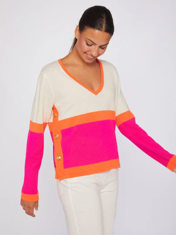 Vilagallo V Neck Orange Cream Sweater