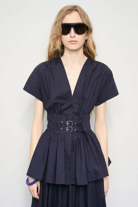 MEIMEIJ Navy Belted Shirt Top