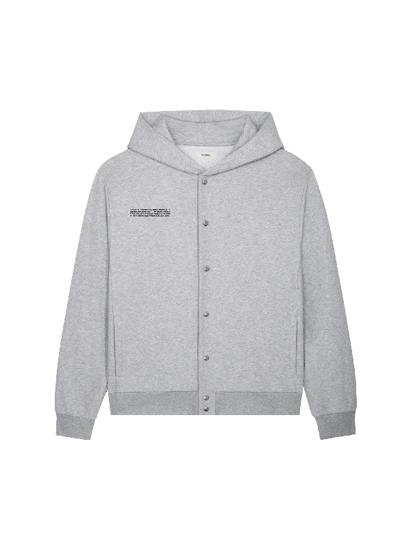 Womens 365 Midweight Snap Button Hoodie—grey marl