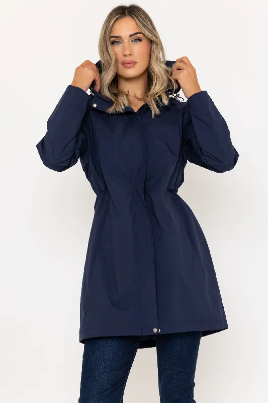 Rain Mac Coat in Navy