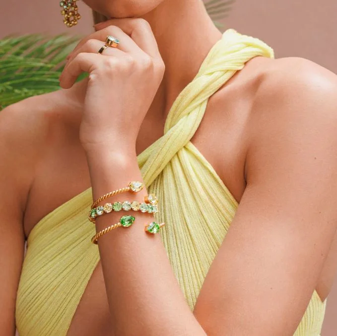 Caroline Svedbom Gia Studded Bracelet Lime Combo