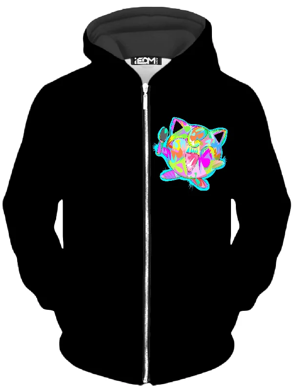 Jiggly Black Unisex Zip-Up Hoodie