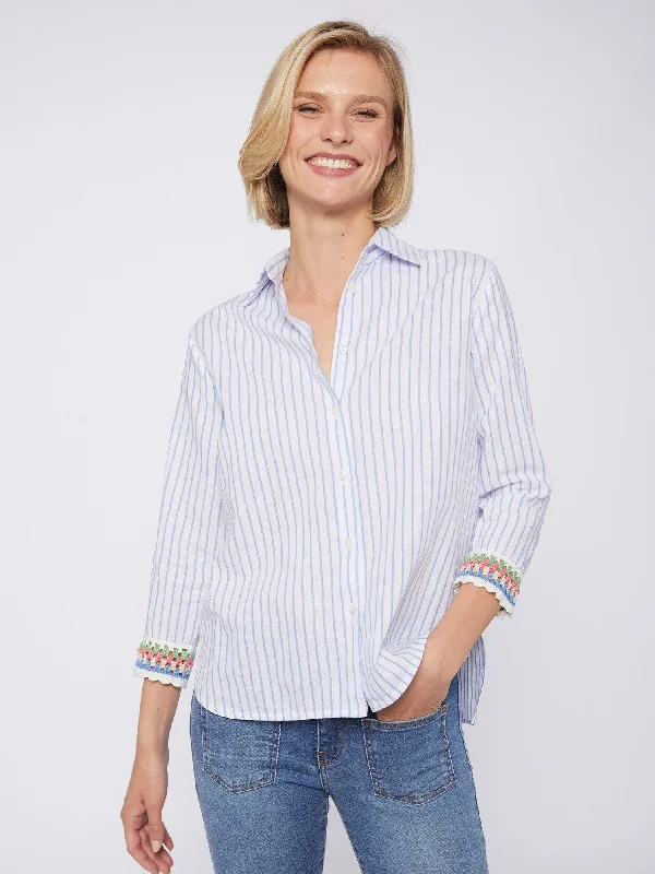 Vilagallo Sara Linen Blue/White Top