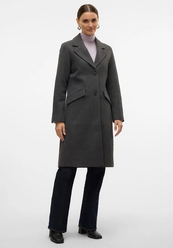 Vero Moda Fortune Sara Long Coat, Dark Grey