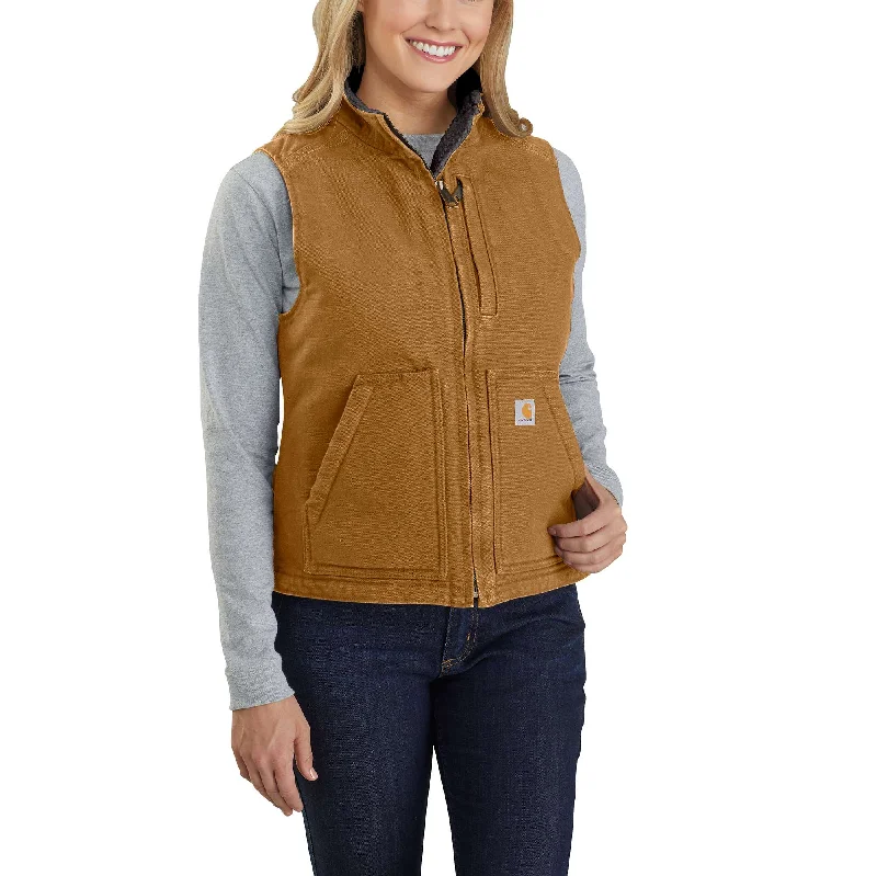 Relaxed Fit Washed Duck Sherpa-Lined Mock-Neck Vest