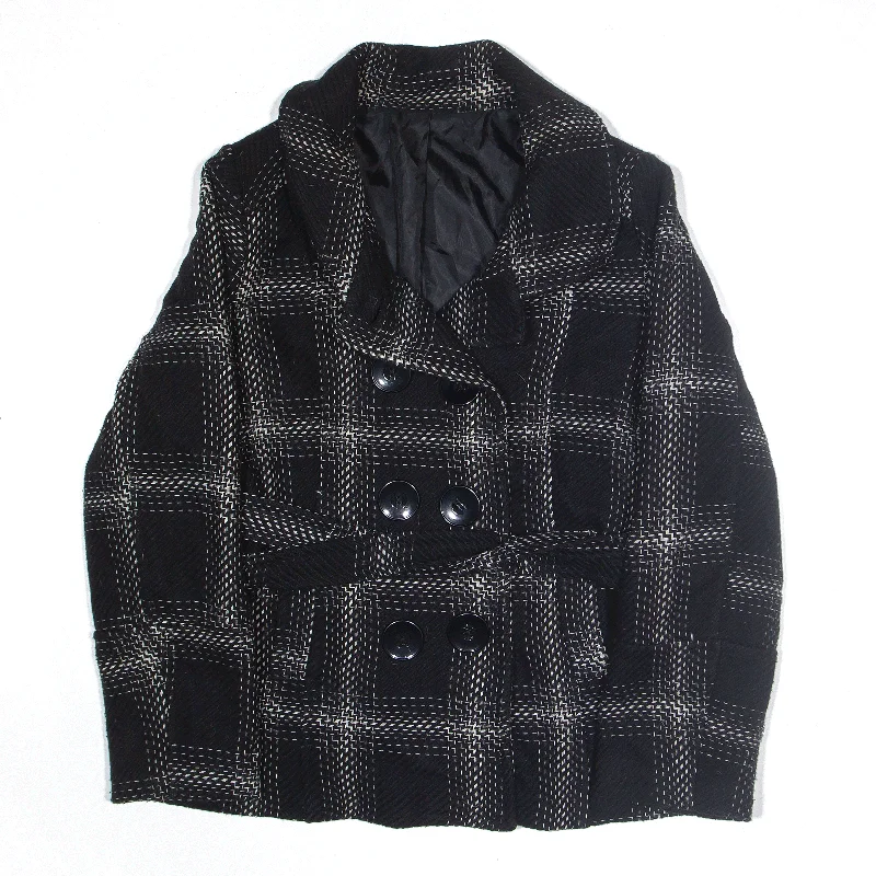 Wool Blend Jacket Black Check Womens L