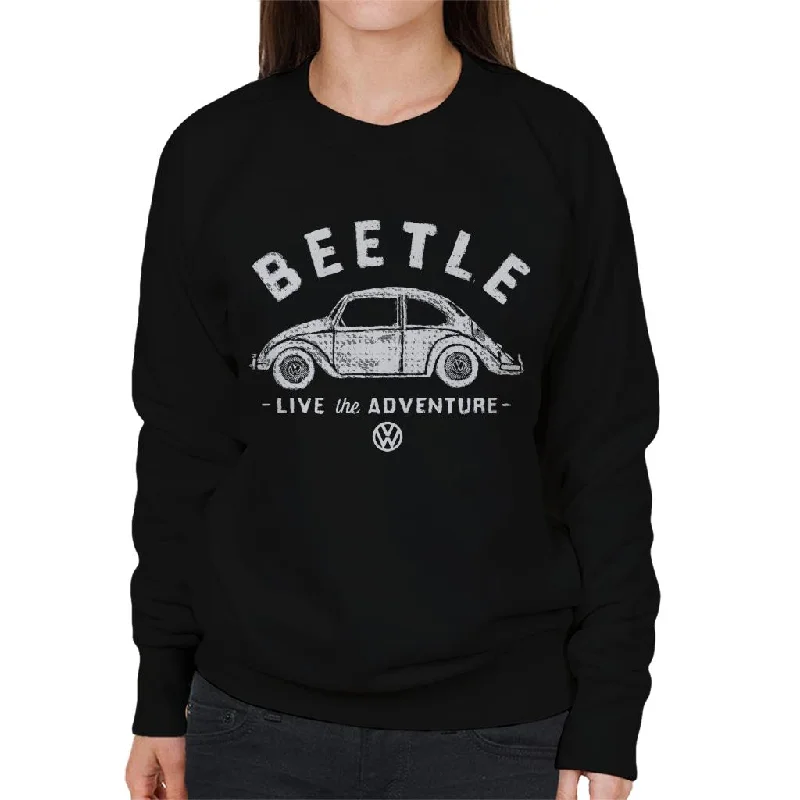 high-end athletic hoodieVolkswagen Beetle White Live The Adventure Logo Women's Sweatshirt