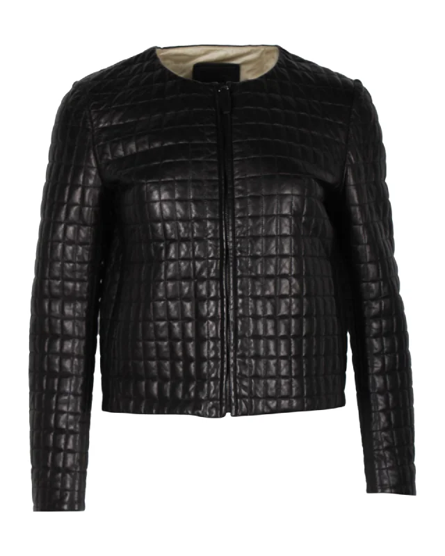 Prada Quilted Jacket in Black Lambskin Leather