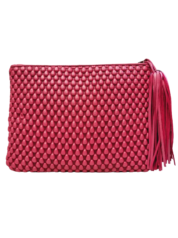 Tissa Fontaneda Neon Pink Metal Spanish Nappa Leather XL Pochette