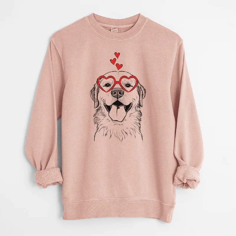 loose fit athletic hoodieValentine Bennett the Golden Retriever - Unisex Pigment Dyed Crew Sweatshirt