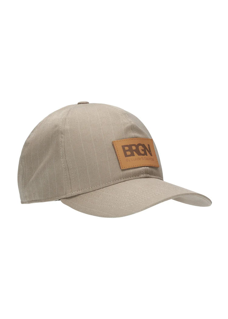 BRGN Regndrape Taupe Pinstripe Solregn Cap Hat