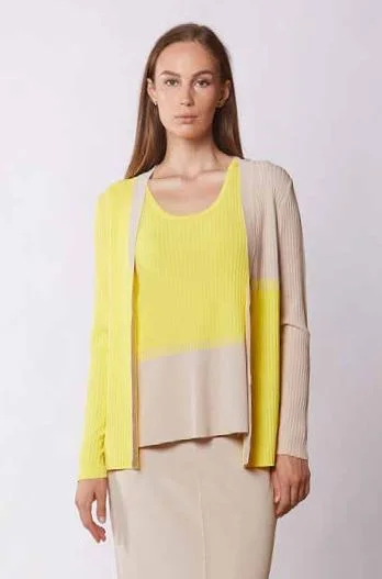 Rizzolo Yellow/Beige Colour Block Cardigan