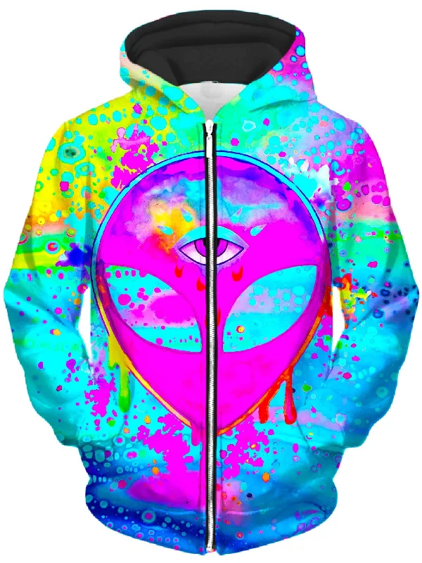 Alien Melt Pink Unisex Zip-Up Hoodie