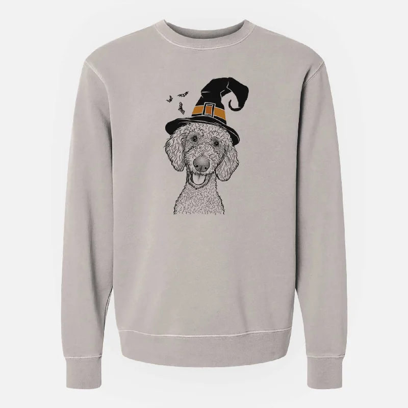 high-end athletic hoodieWitch Fenway the Goldendoodle - Unisex Pigment Dyed Crew Sweatshirt