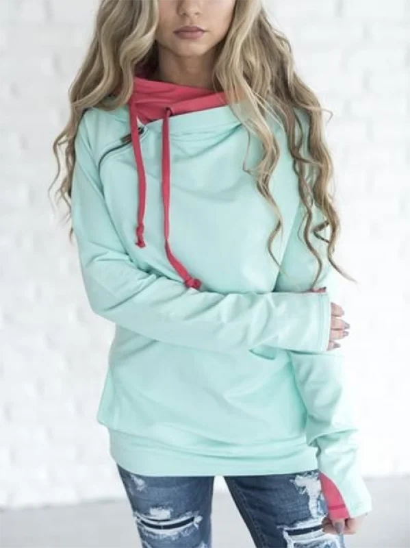 Colorblock Hooded Long Sleeve Sweatshirt