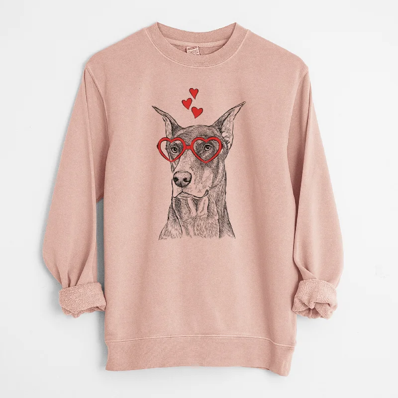 cozy gym sweatshirtValentine RJ the Doberman Pinscher - Unisex Pigment Dyed Crew Sweatshirt