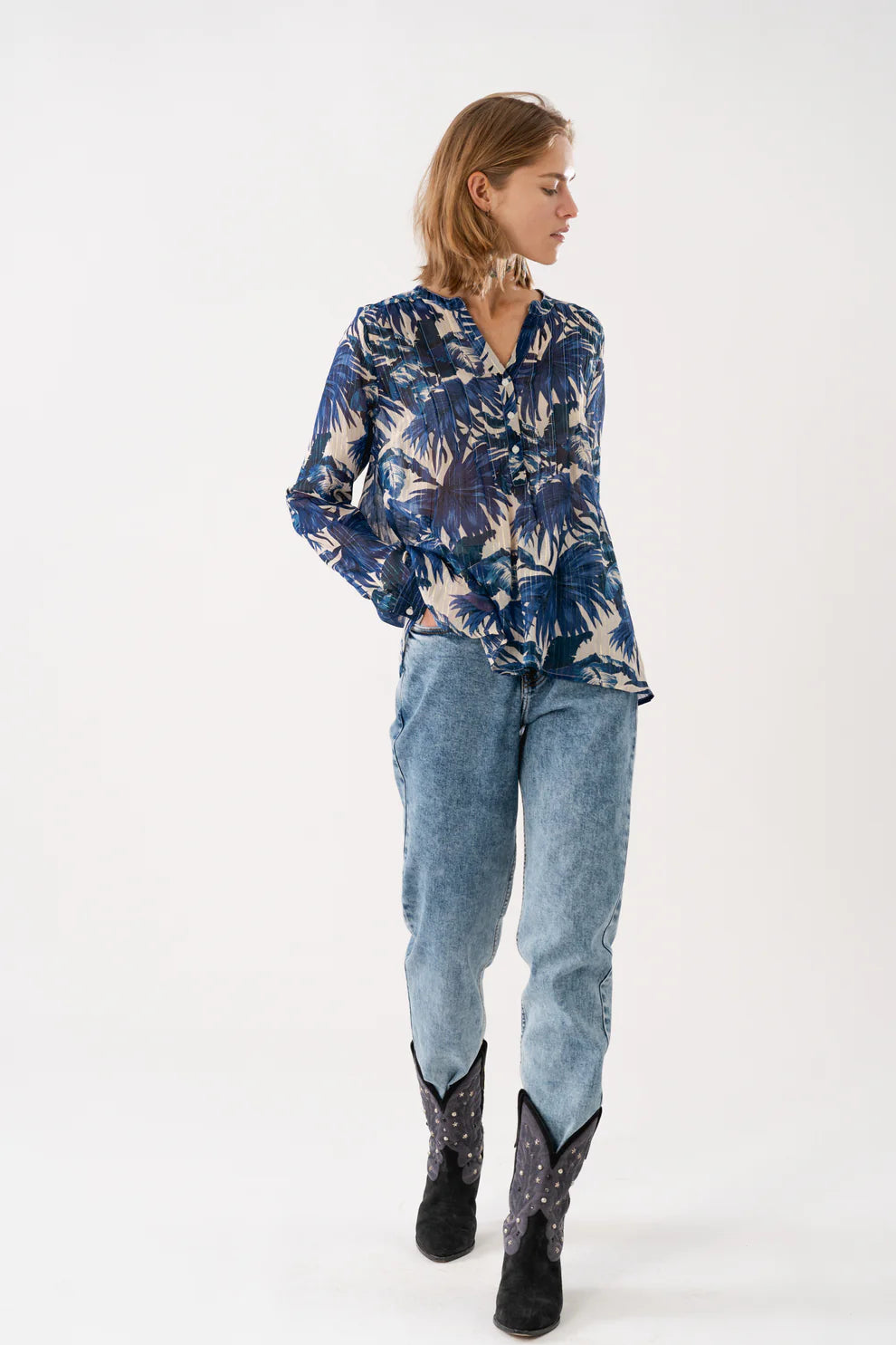 Lollys Laundry Blue Helena Long Sleeved Shirt