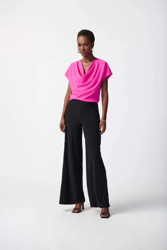 Joseph Ribkoff Ultra Pink Woven Cowl Neck Top