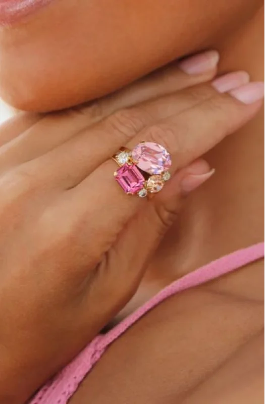 Caroline Svedbom Mini Carolina Ring Gold Pink Combo