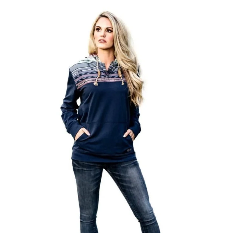 STS Ranchwear Women's Ryland Navy Serape Hoodie