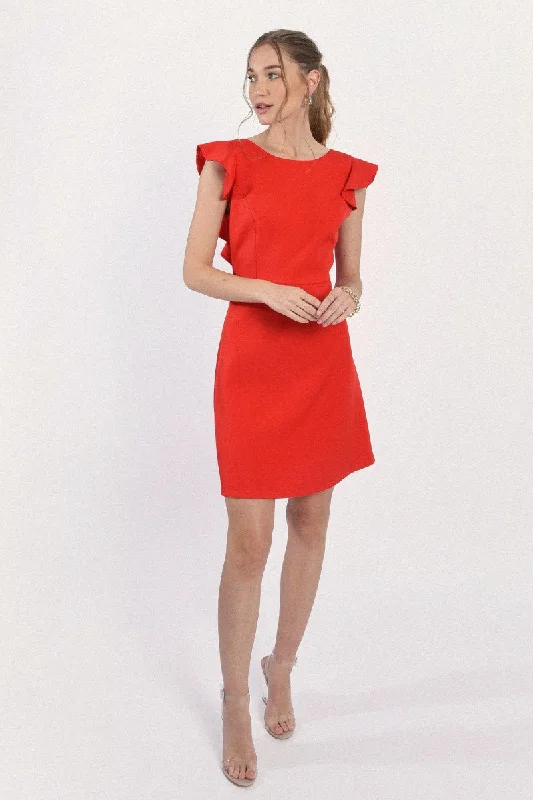 Molly Bracken Open Back Red Ruffle Dress