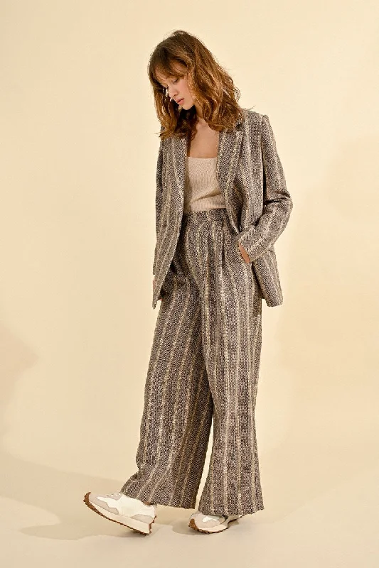 Molly Bracken Herringbone Wide Leg Trousers