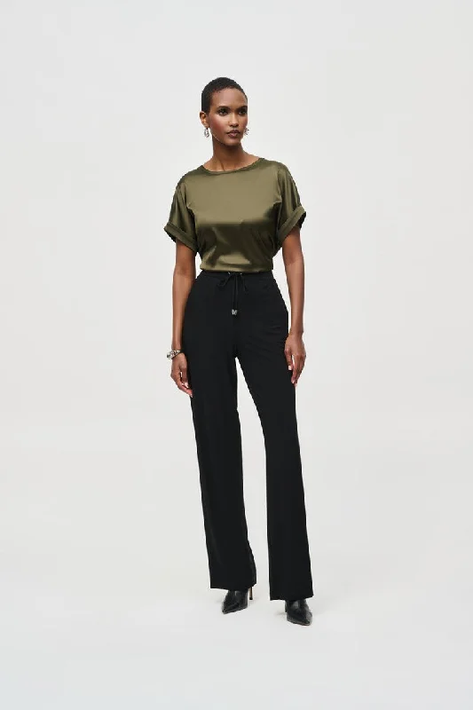 Joseph Ribkoff Black Silky Knit Wide-Leg Pants