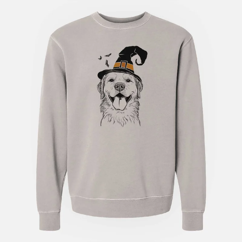 chic active hoodieWitch Bennett the Golden Retriever - Unisex Pigment Dyed Crew Sweatshirt