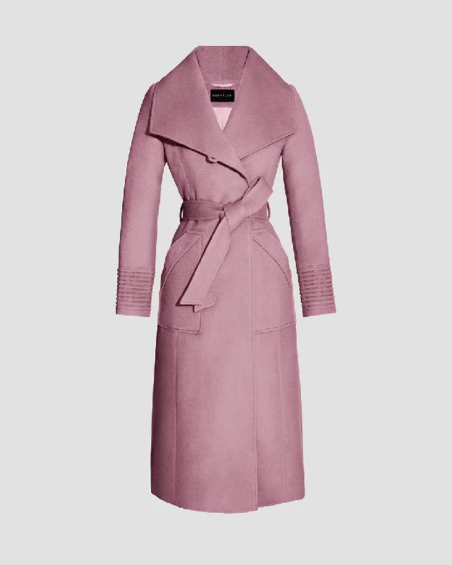 Baby Alpaca Long Wide Collar Wrap Coat