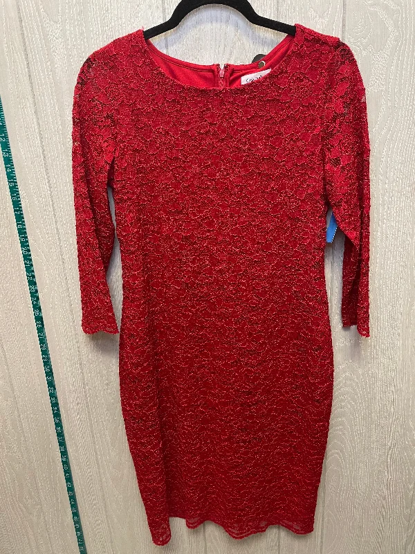 Dress Casual Short By Calvin Klein In Red, Size: M