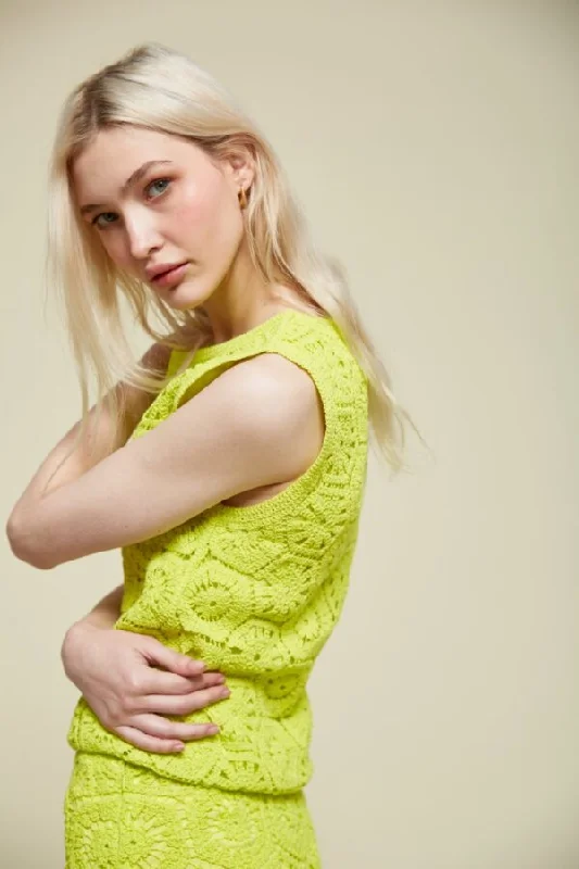 Van-Dos Crochet Lime Green Top