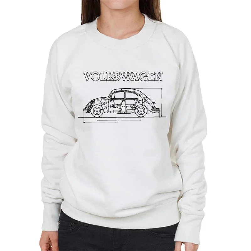 fitted workout hoodieVolkswagen Beetle Black Technical Blueprint Women's Sweatshirt