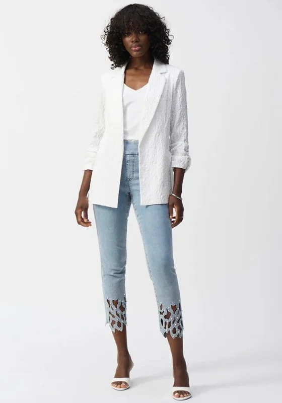 Joseph Ribkoff Woven Jacquard Boxy Blazer, White