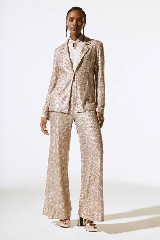 Joseph Ribkoff Gold Sequined Straight Blazer