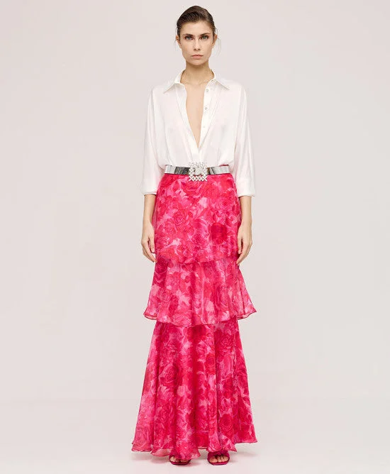 Access Fashion Pink Maxi Ruffle Skirt