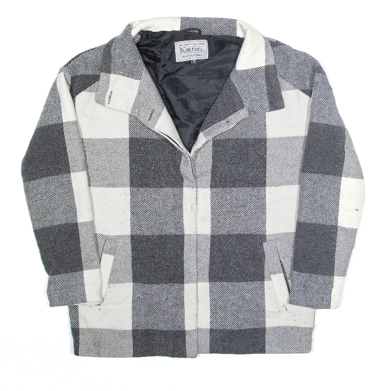 SUBLEVEL Flannel Jacket Grey Check Womens S