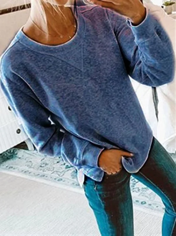 Autumn Casual Cotton Long Sleeve Crew Neck Top